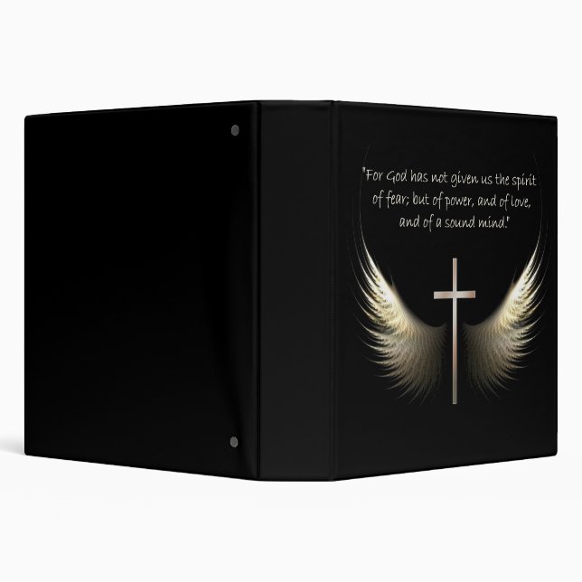 Holy Spirit Wings and Cross with Scripture Verse 3 Ring Binder (Background)