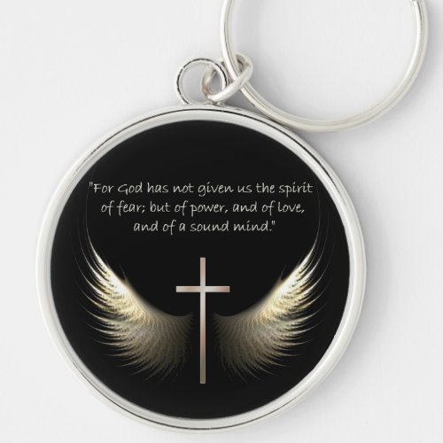 Holy Spirit Wings with Cross and Scripture Verse Keychain