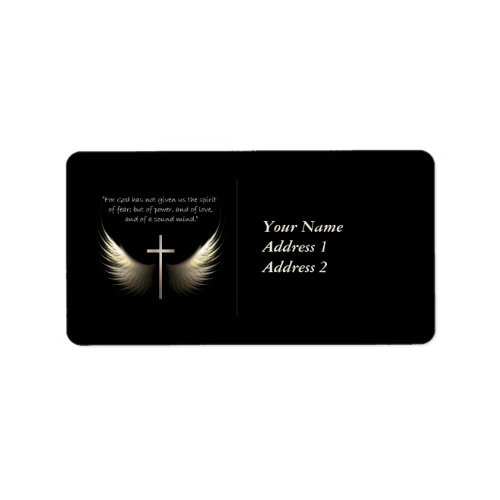 Holy Spirit Wings with Cross and Scripture Verse Label