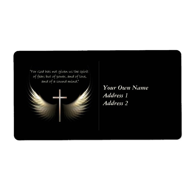 Holy Spirit Wings with Cross and Scripture Verse Label (Front)