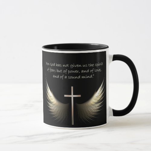 Holy Spirit Wings with Cross and Scripture Verse Mug