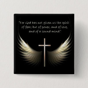 Holy Spirit Wings with Cross and Scripture Verse Pinback Button
