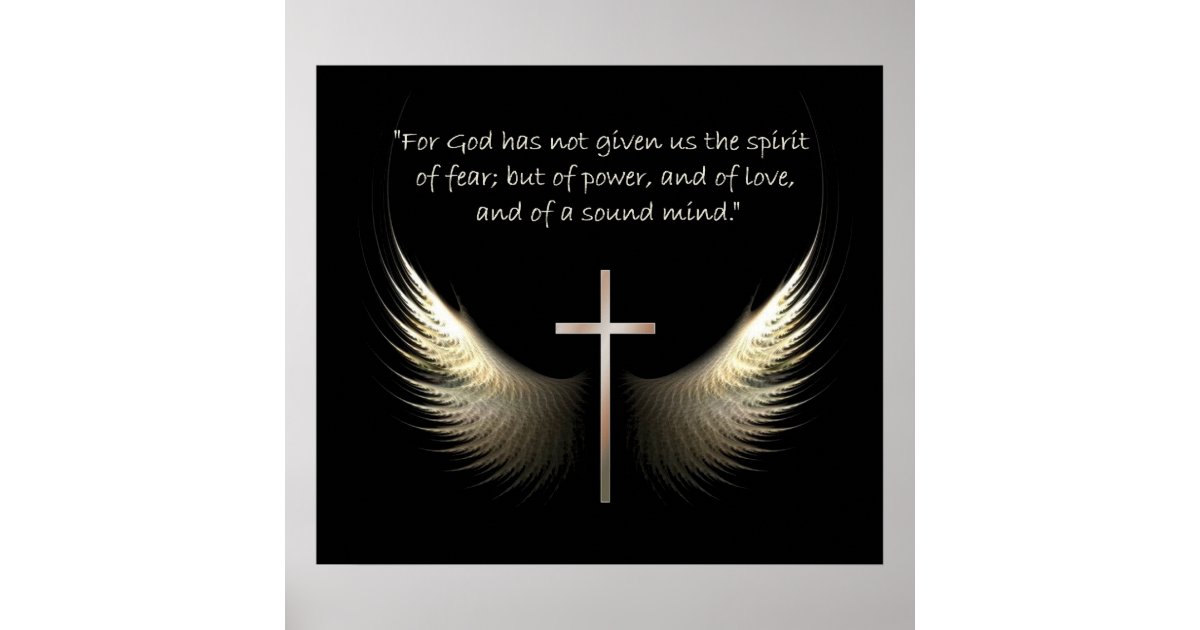 Holy Spirit Wings With Cross And Scripture Verse Poster