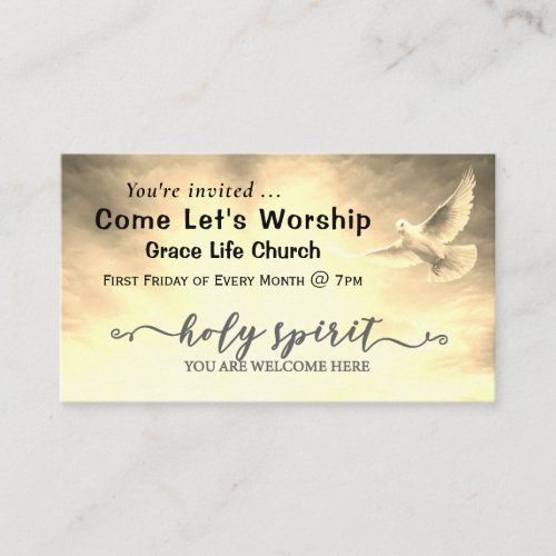 Holy Spirit Your are Welcome Church Event Details Business Card