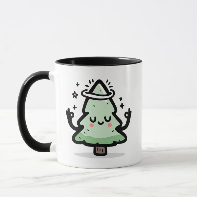 Holy Tree Mug – Cute Levitating Christmas Tree  (Left)