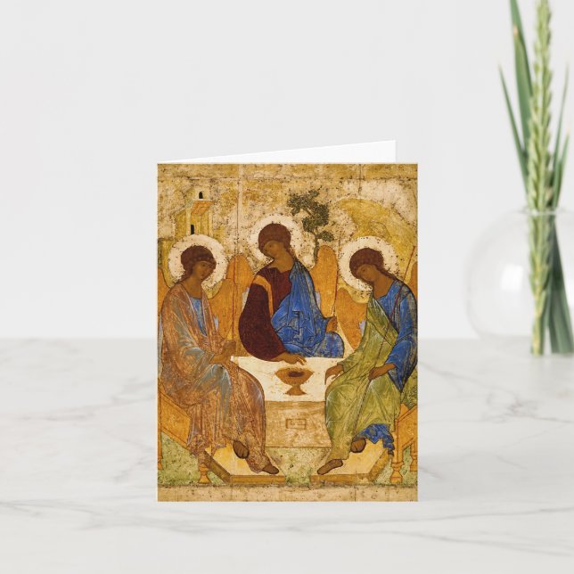 Holy Trinity by Andrey Rublev Letterpress Thank You Card (Front)