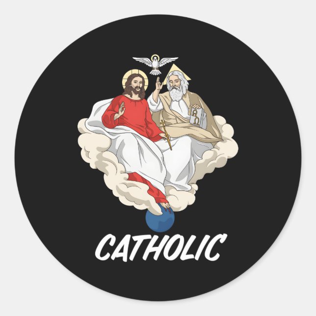 Holy Trinity Father Son And Holy Spirit Catholic Classic Round Sticker (Front)