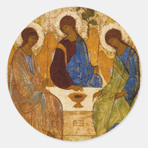Holy Trinity Icon Rublev Byzantine Catholic Gift Classic Round Sticker