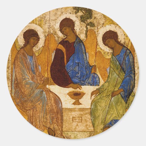 Holy Trinity Icon Rublev Byzantine Catholic Gift Classic Round Sticker