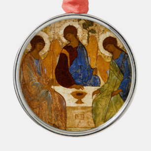 Holy Trinity Icon Rublev Byzantine Catholic Gift Metal Ornament