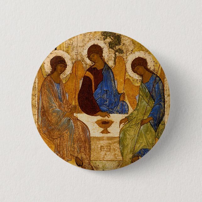 Holy Trinity Icon Rublev Byzantine Catholic Gift Pinback Button (Front)