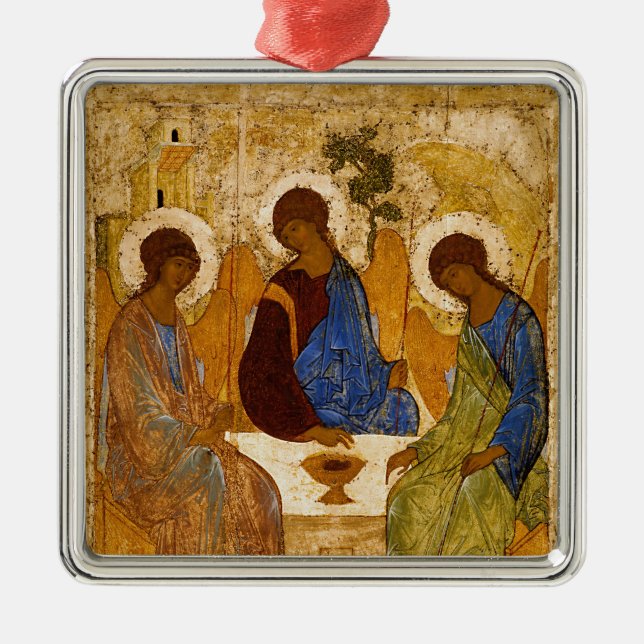 Holy Trinity Icon Rublev Byzantine Metal Ornament (Front)