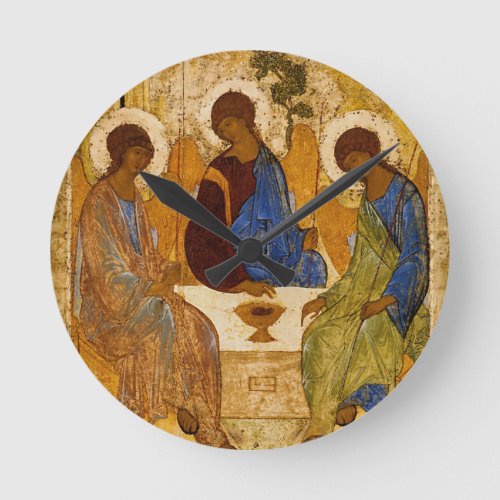 Holy Trinity Icon Rublev Orthodox Byzantine Round Clock