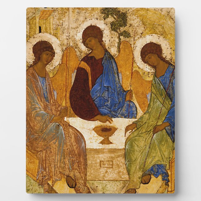 Holy Trinity Icon Rublev Russian Gift Plaque (Front)