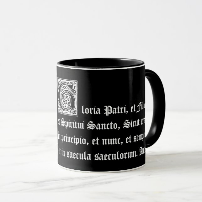 Holy Trinity Latin Glory Be White Overlays Mug (Front Right)