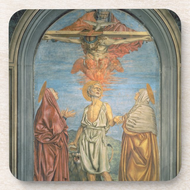 Holy Trinity with St. Jerome (fresco) Beverage Coaster (Front)
