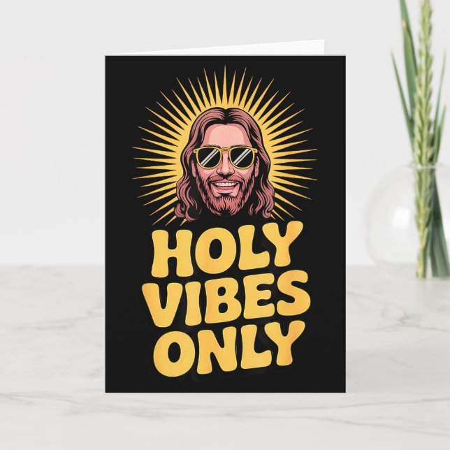 Holy Vibes Only Funny Jesus Religious Christian Fa Card (Front)