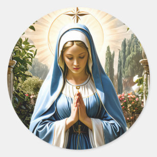 Holy Virgin Mary Praying Classic Round Sticker