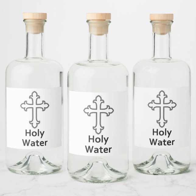 Holy Water Baptism Church Christian Cross Liquor Bottle Label (Bottles)