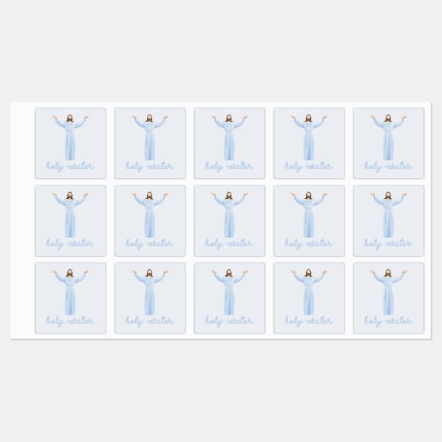 Holy Water Blue Jesus Christianity  Catholic Labels (Sheet)