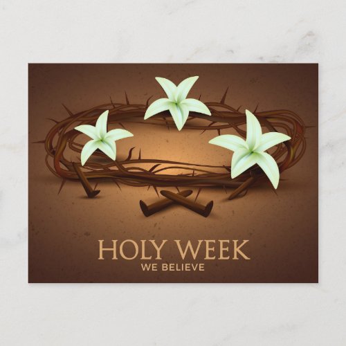 Holy Week Crown of Thorns with Lilies  Holiday Postcard