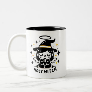 Holy Witch Praying Angel Halloween Mug Two-Sided