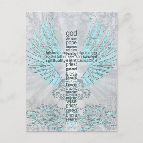 Holy Word Cross Bright Modern Religious Postcard