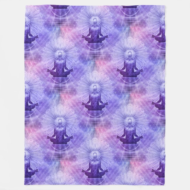 Holy Yoga Lotus Meditation - Seamless Pattern 2 Fleece Blanket (Front)