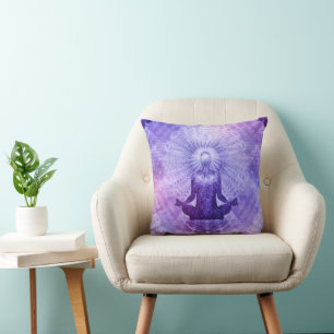 Holy Yoga Lotus Meditation - Seamless Pattern 2 Throw Pillow