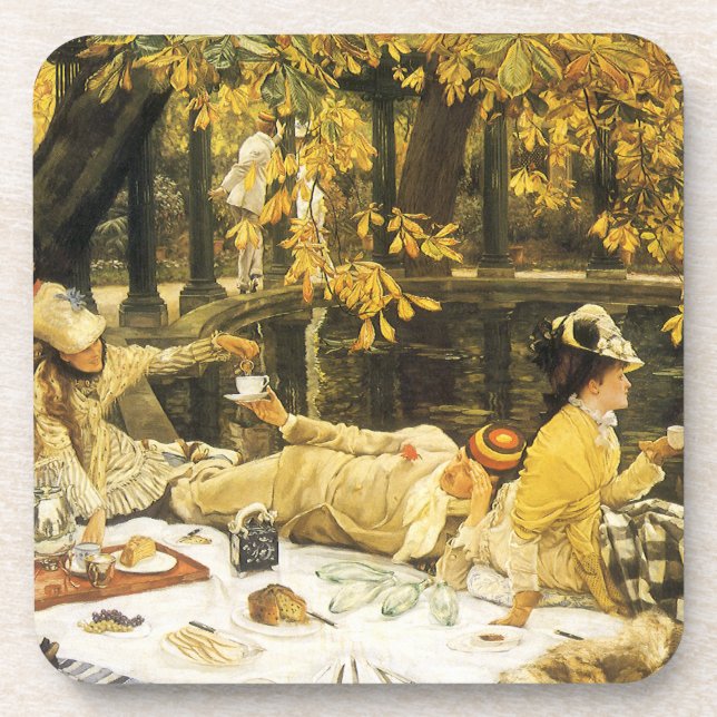 Holyday, the Picnic by James Tissot, Victorian Art Beverage Coaster (Front)