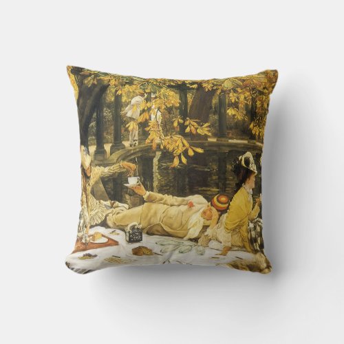 Holyday the Picnic by James Tissot Victorian Art Throw Pillow