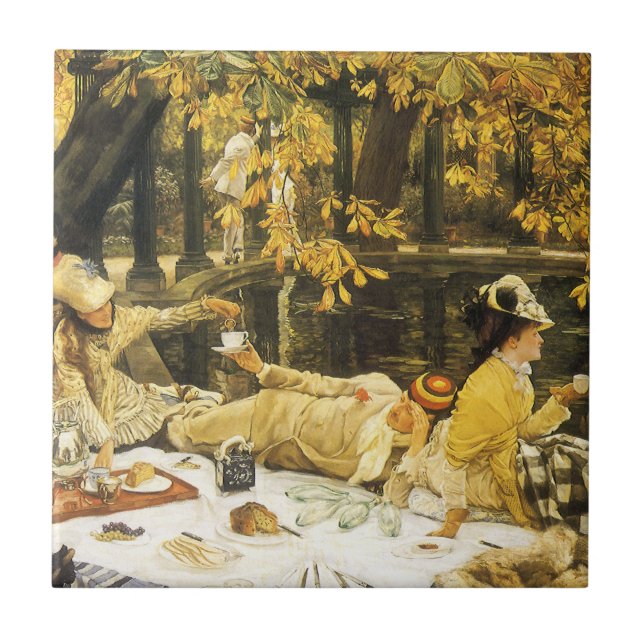 Holyday, the Picnic by James Tissot, Victorian Art Tile (Front)