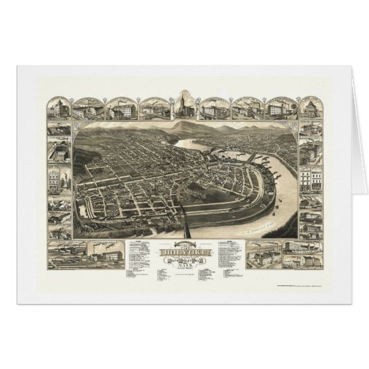 Holyoke, MA Panoramic Map - 1881 Cards (Front Horizontal)