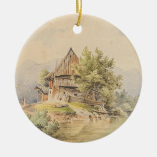 Holzhütte am See – Carl Lafite Ceramic Ornament