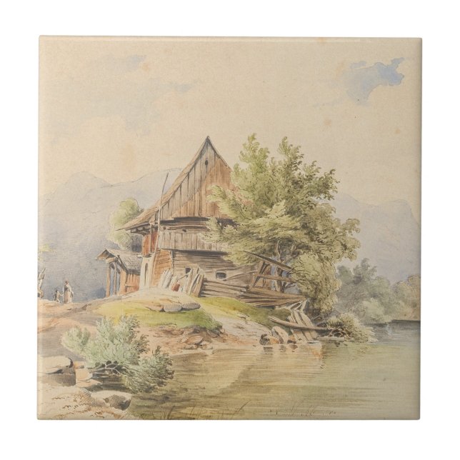 Holzhütte am See – Carl Lafite Ceramic Tile (Front)