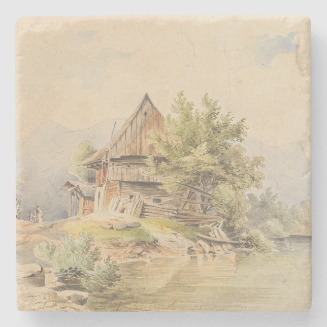 Holzhütte am See – Carl Lafite Stone Coaster (Front)