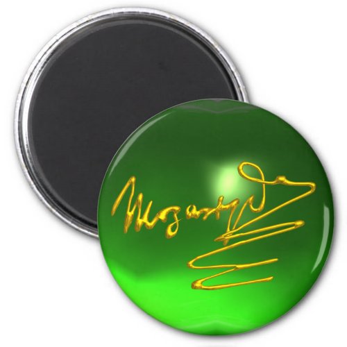 HOMAGE TO MOZART 3D Gold Signature Composer Green Magnet