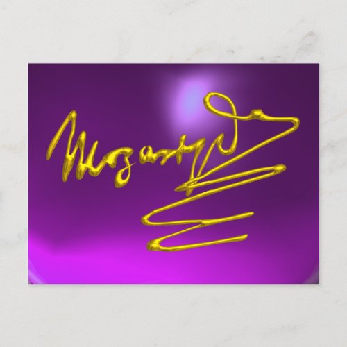 HOMAGE TO MOZART 3D Gold Signature Composer Purple Postcard