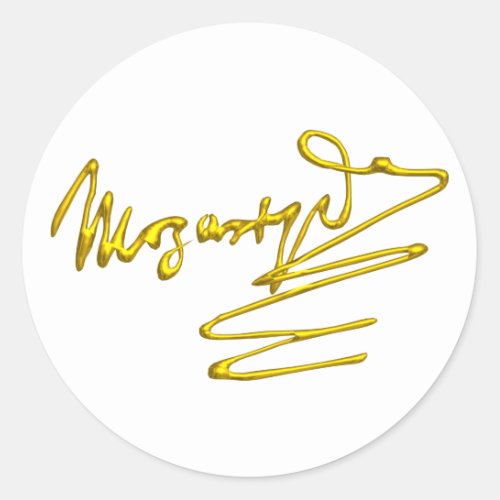 HOMAGE TO MOZART  3D Gold Signature white Classic Round Sticker