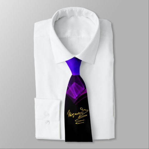 HOMAGE TO MOZARTBlue Purple Fractal Swirls Black Tie