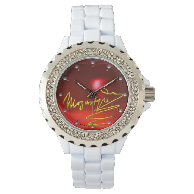 HOMAGE TO MOZART Composer 3D Gold Signature Red Watch (Front)