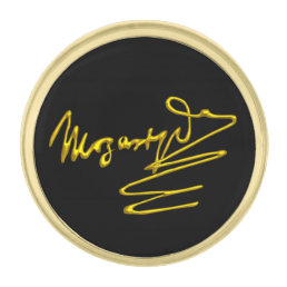 HOMAGE TO MOZART Gold Signature Of Composer Black Gold Finish Lapel Pin