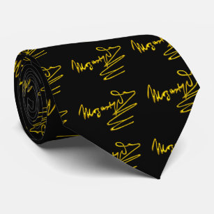 HOMAGE TO MOZART Gold Signature Of Composer,Black Neck Tie