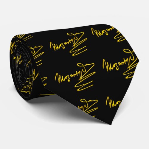 HOMAGE TO MOZART Gold Signature Of ComposerBlack Neck Tie