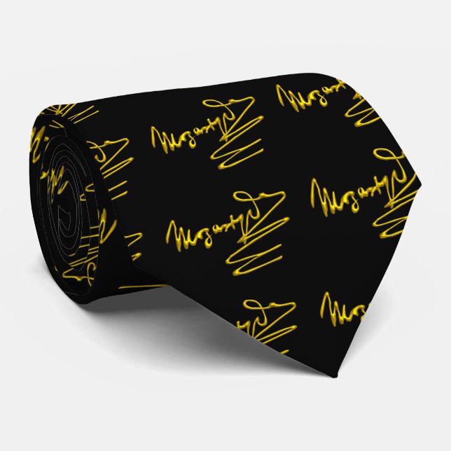 HOMAGE TO MOZART Gold Signature Of Composer,Black Neck Tie (Rolled)