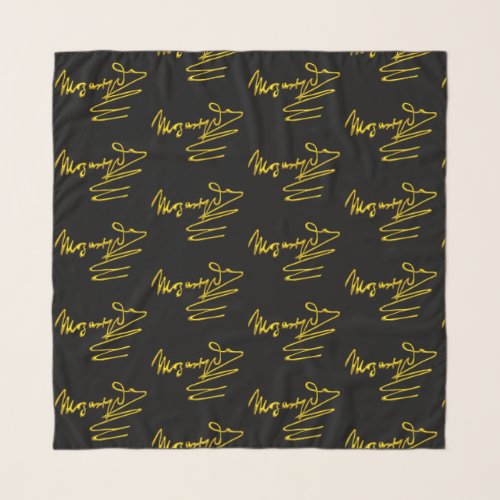 HOMAGE TO MOZART Gold Signature Of Composer Black Scarf