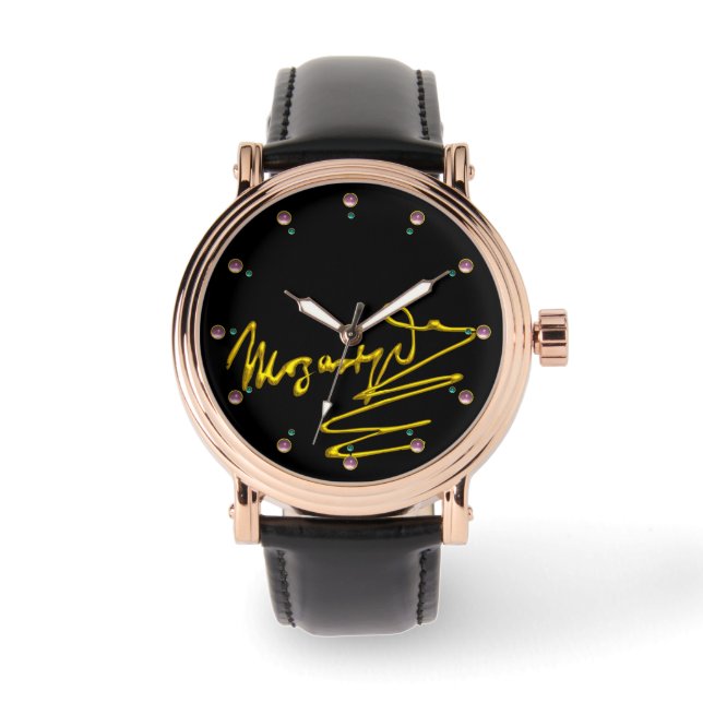 HOMAGE TO MOZART Gold Signature Of Composer Black Watch (Front)