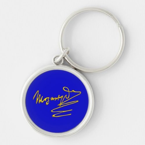 HOMAGE TO MOZART Gold Signature Of Composer Blue Keychain