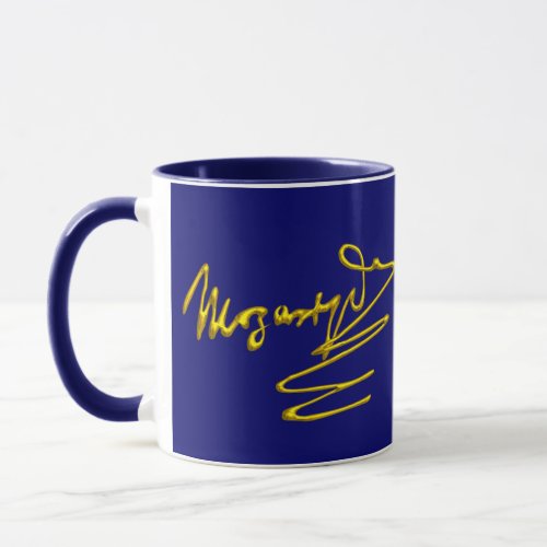 HOMAGE TO MOZART Gold Signature Of Composer Blue Mug