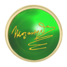 HOMAGE TO MOZART Gold Signature of Composer Green Gold Finish Lapel Pin
